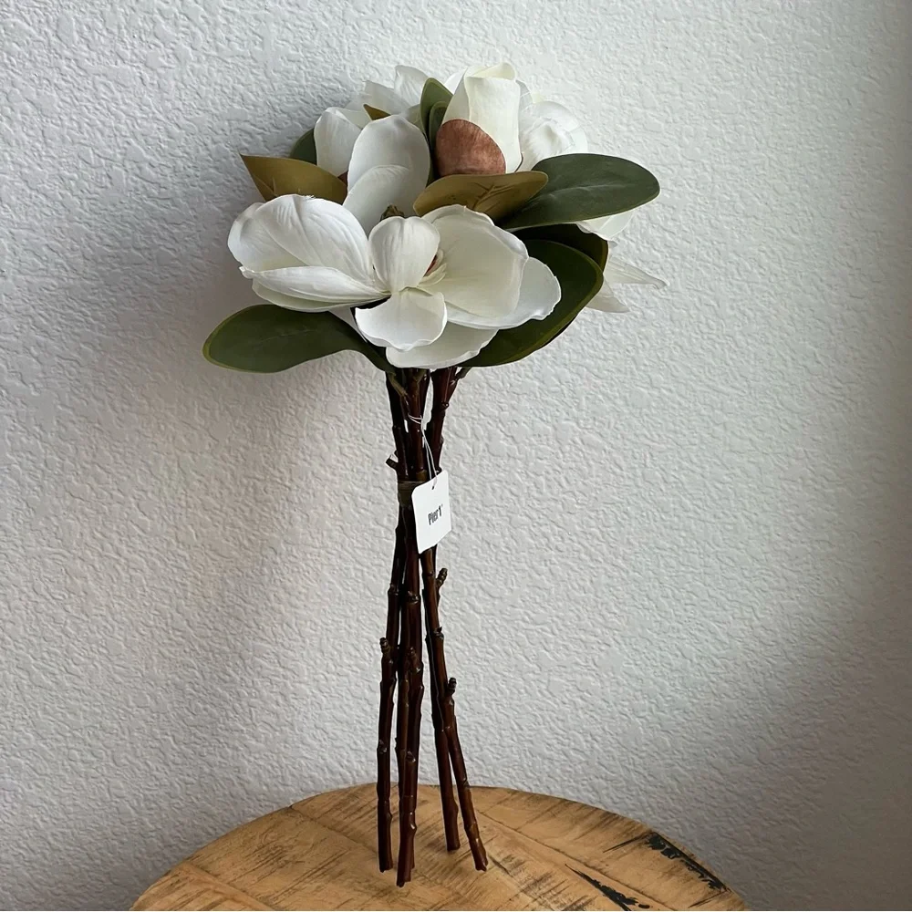 Pier 1 White and Green Faux Magnolia Bouquet